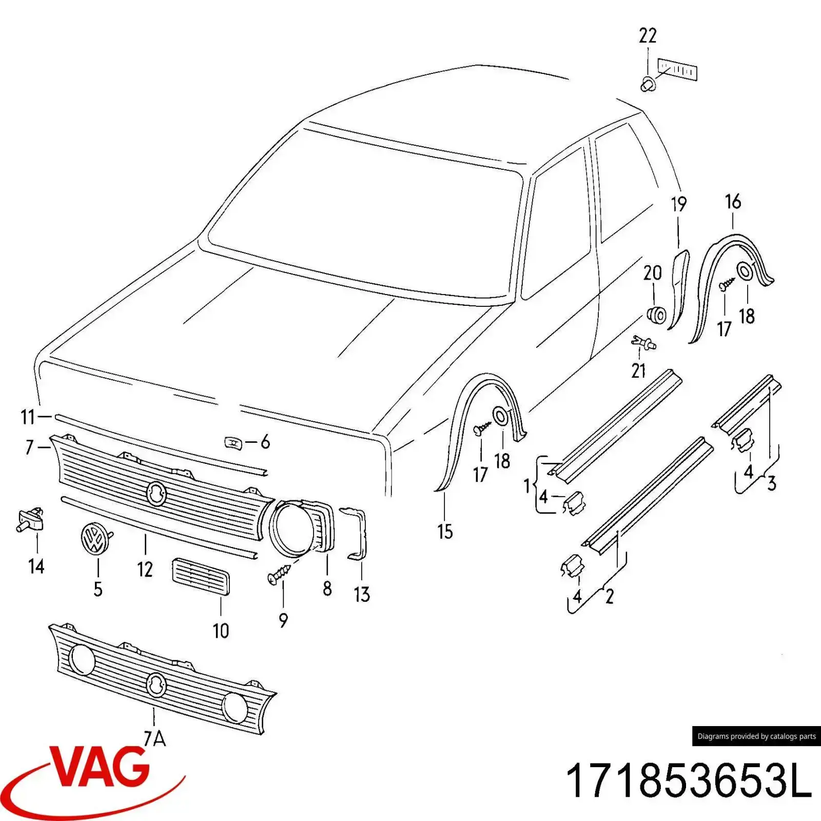Облицювання радіатора Volkswagen Golf I хетчбек (17) (1974 - 1985) ціна, від 28.49 USD