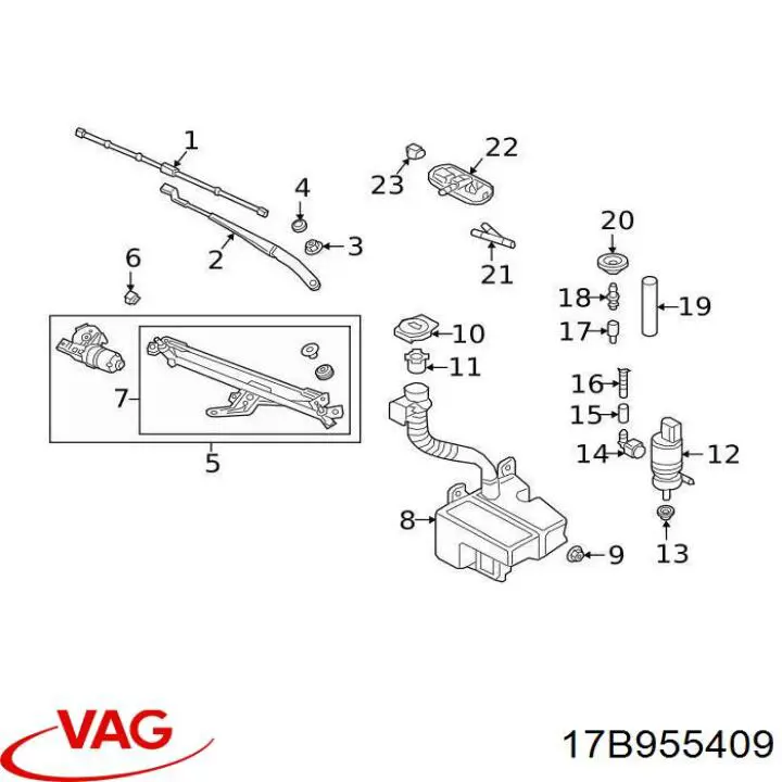 17B955409 VAG Ричаг двірника