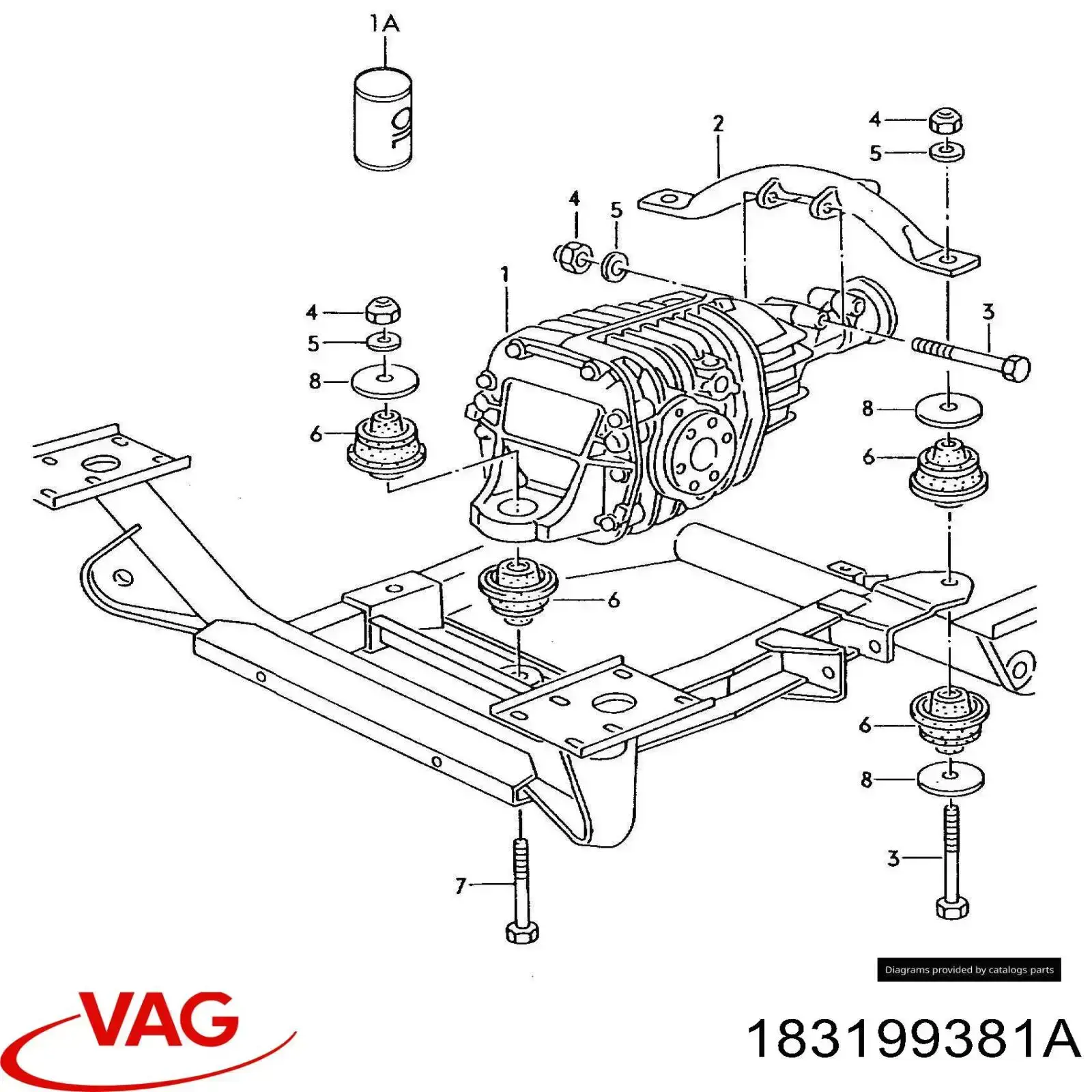 Сайлентблок траверси кріплення заднього редуктора, задній VAG 183199381A ціна, від 98.93 USD