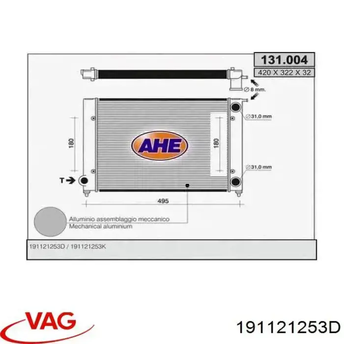Радіатор основний VAG 191121253D ціна, від 37.50 USD