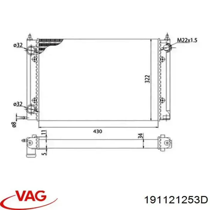 Купити 191121253D VAG Радіатор двигуна