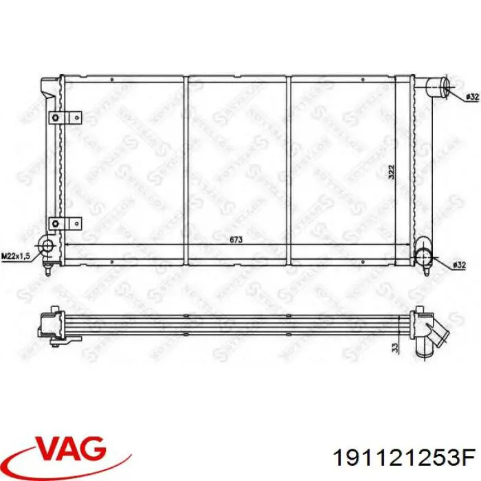 Радіатор основний VAG 191121253F ціна, від 37.07 USD