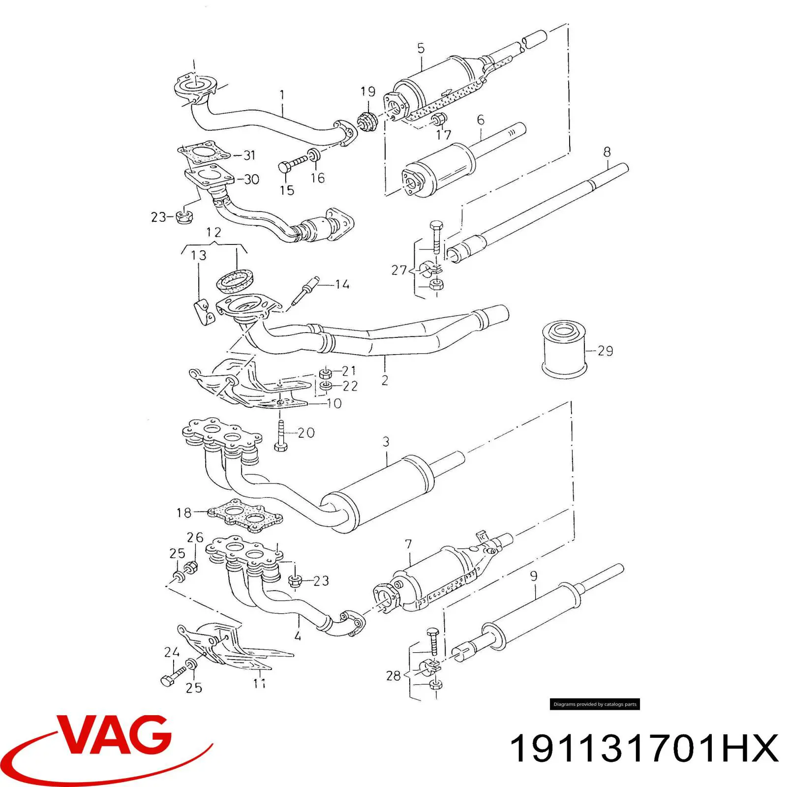 Купити 191131701HX VAG Перетворювач відпрацьованих газів
