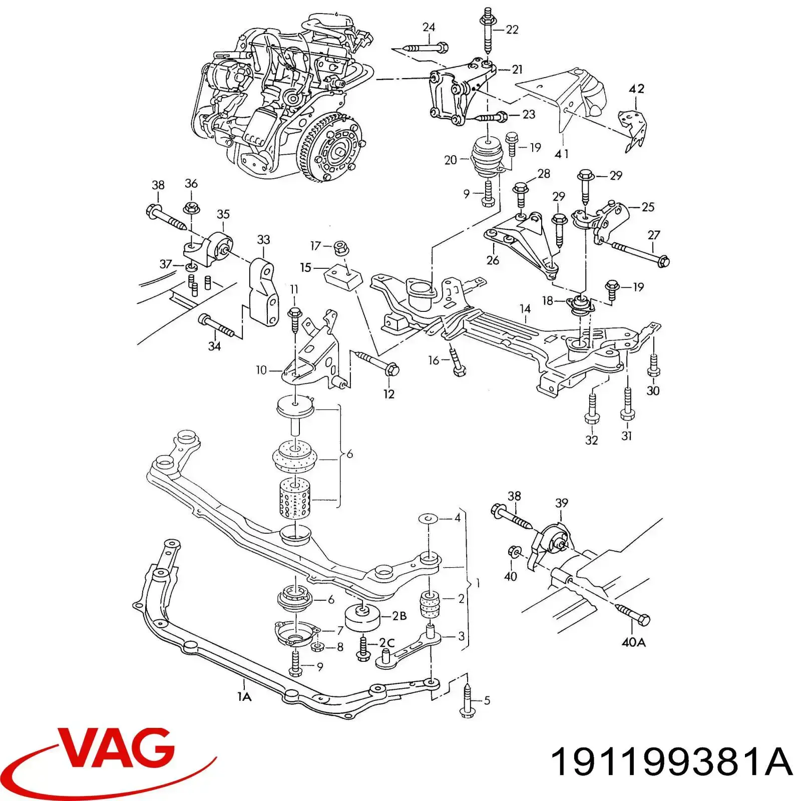 Ліва подушка двигуна VAG 191199381A ціна, від 8.89 USD