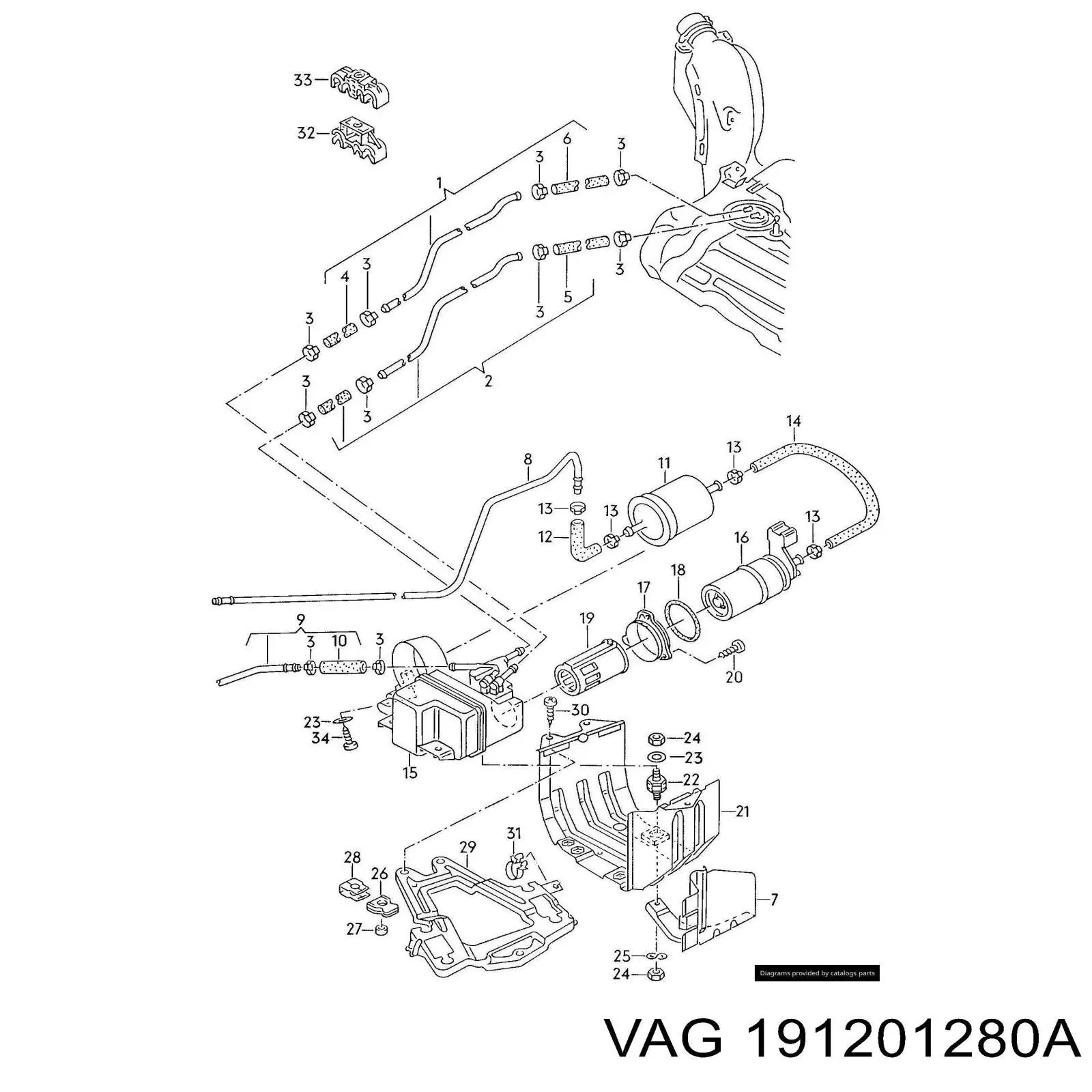 Фільтр тонкого очищення палива VAG 191201280A ціна, від 41.75 USD