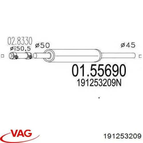 Купити 191253209 VAG Вихлоп