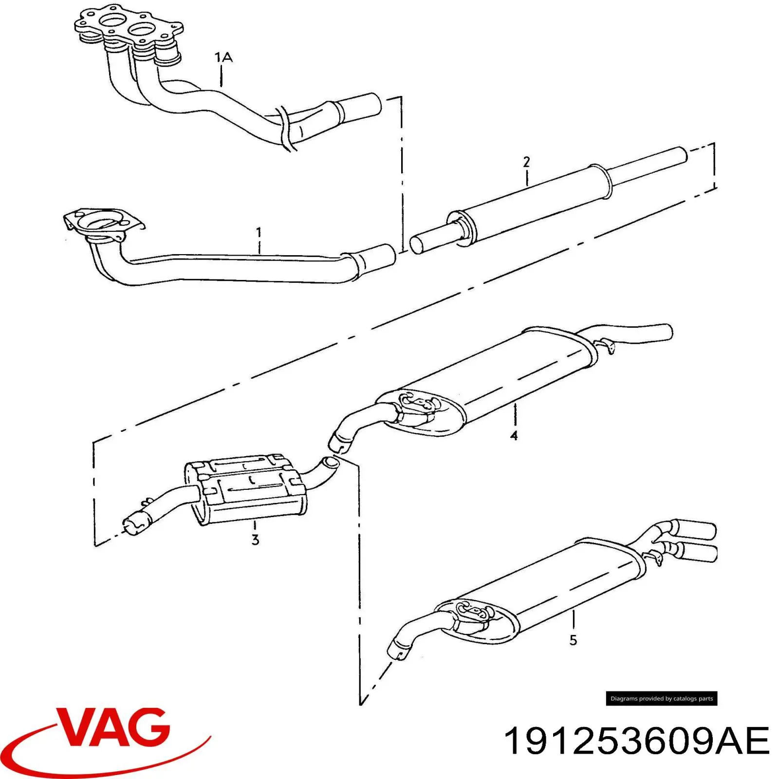 Вихлоп VAG 191253609AE ціна, від 46.18 USD