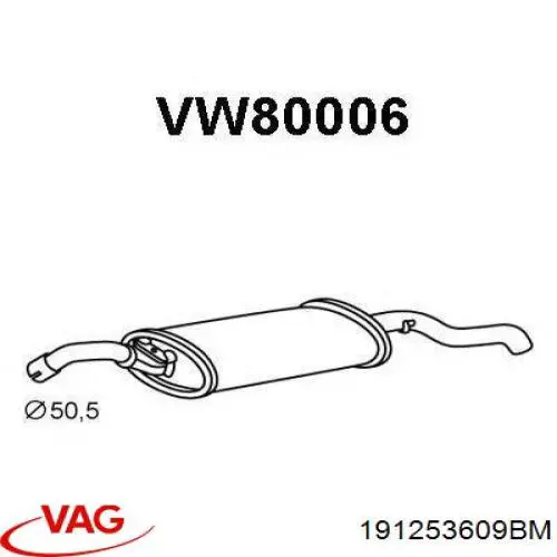 Купити 191253609BM VAG Глушник вихлопних газів кінцевий
