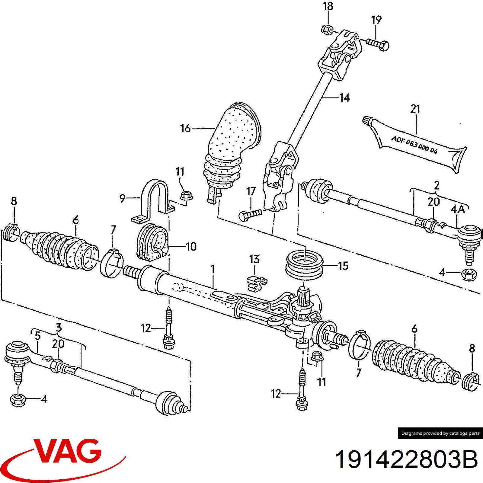 Тяга рульова в зборі, права 191422803B VAG