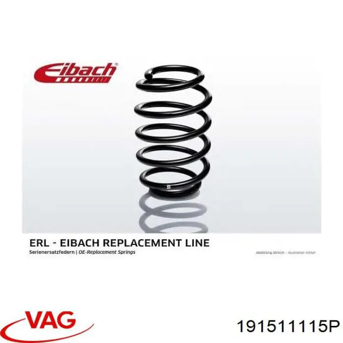 Пружина задня VAG 191511115P ціна, від 60.63 USD
