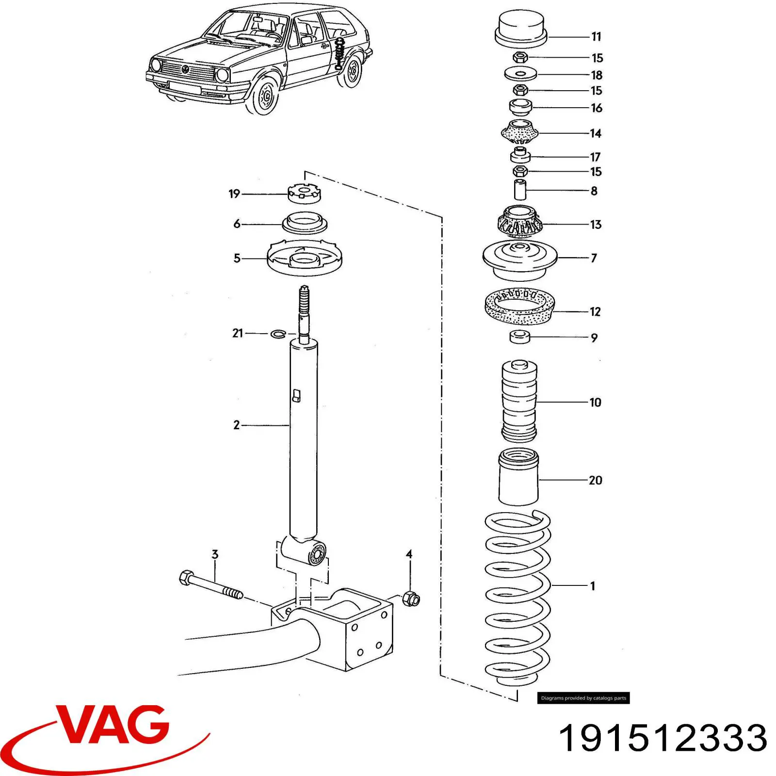 Опора стійки амортизатора заднього VAG 191512333