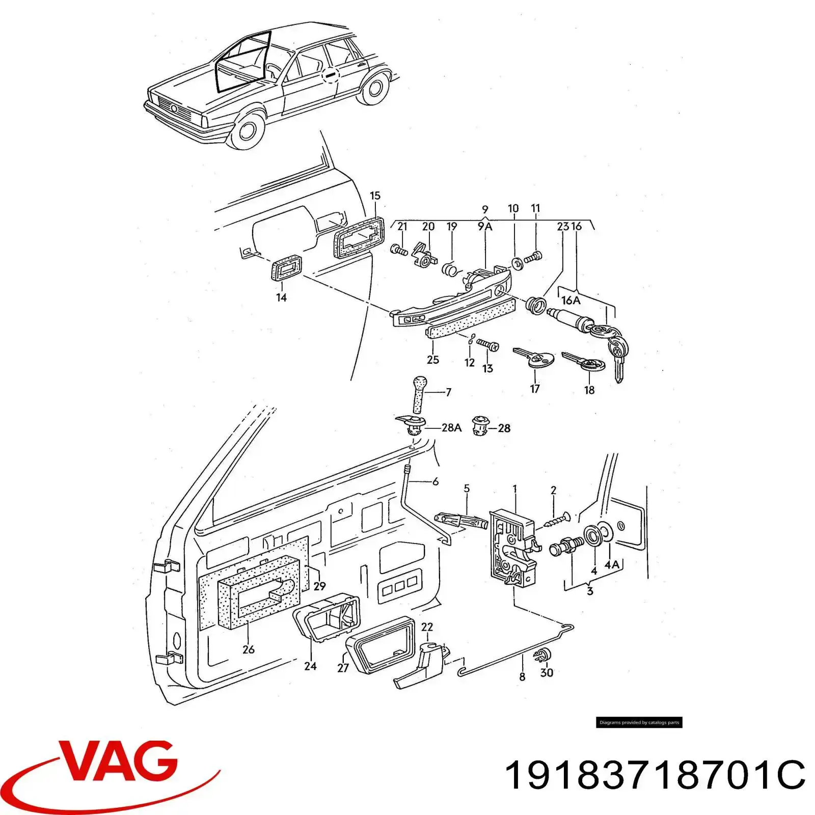 Кнопка блокування дверей 19183718701C VAG