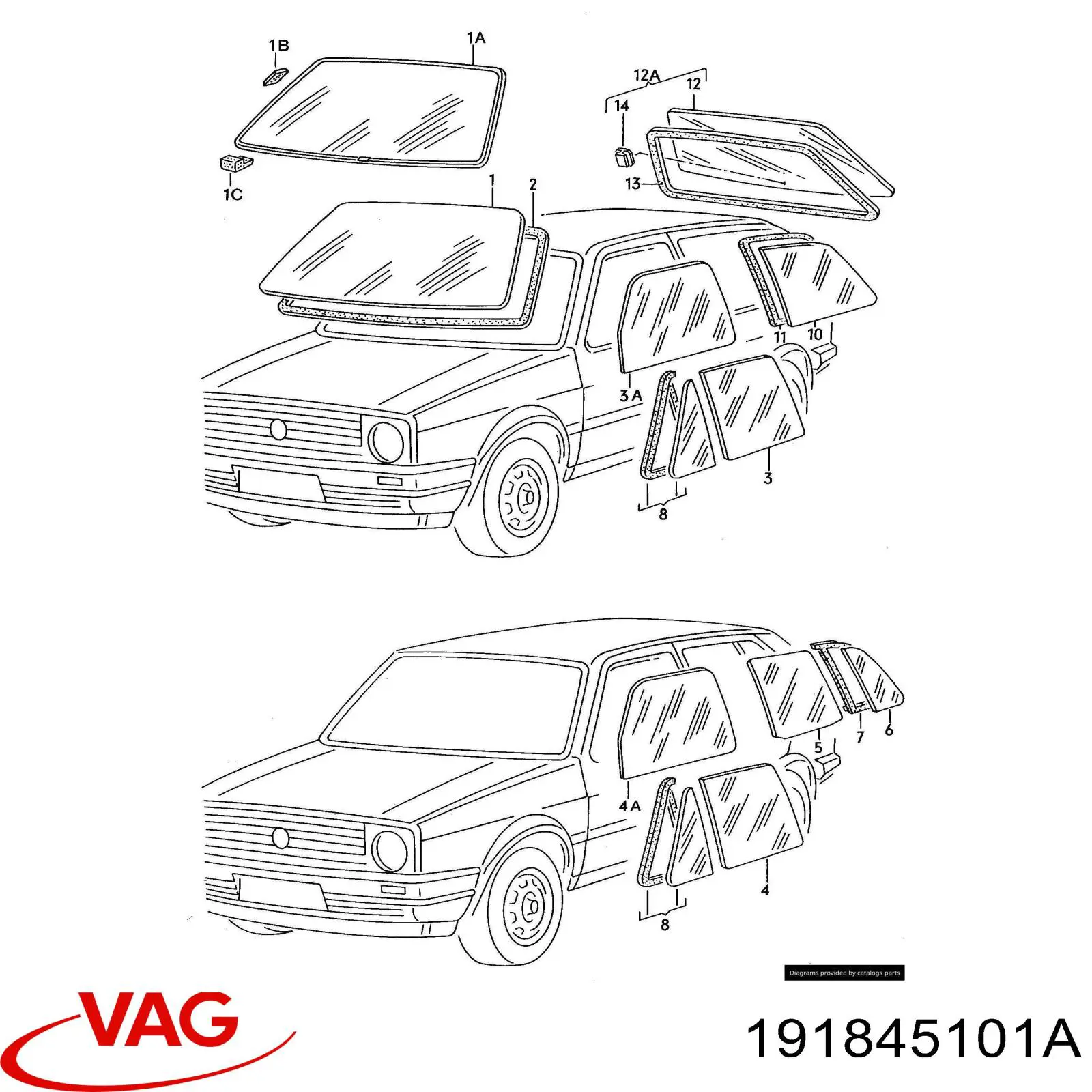 Автоскло Volkswagen Jetta II седан (19E, 1G2, 165, 167) (1983 - 1992) ціна, від 126.55 USD