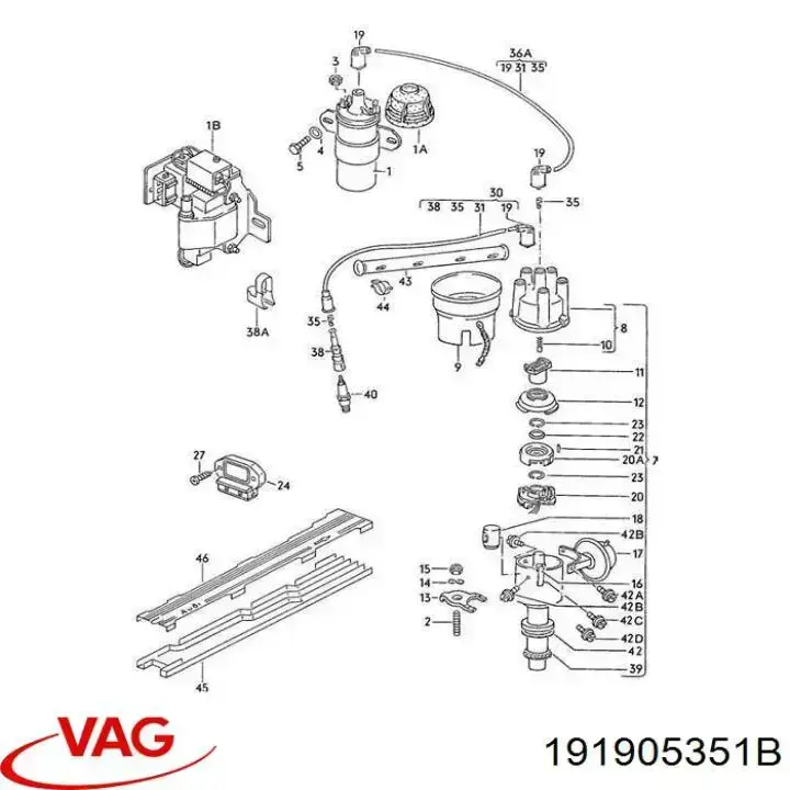 Комутатор системи запалювання VAG 191905351B ціна, від 13.86 USD