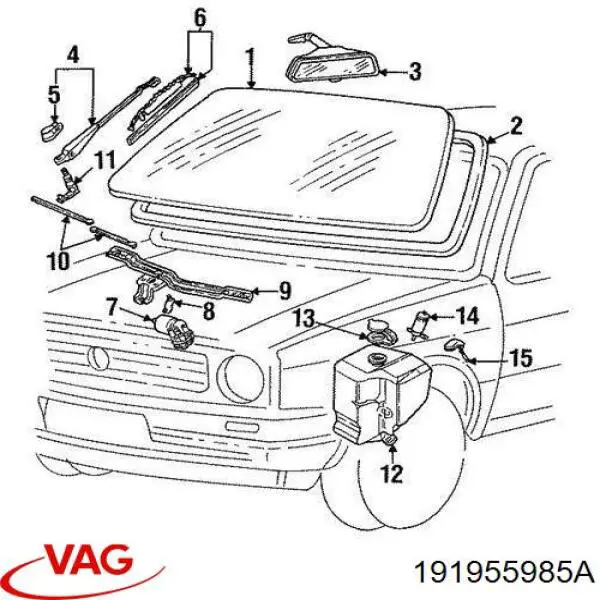 Форсунка омивача лобового скла VAG 191955985A