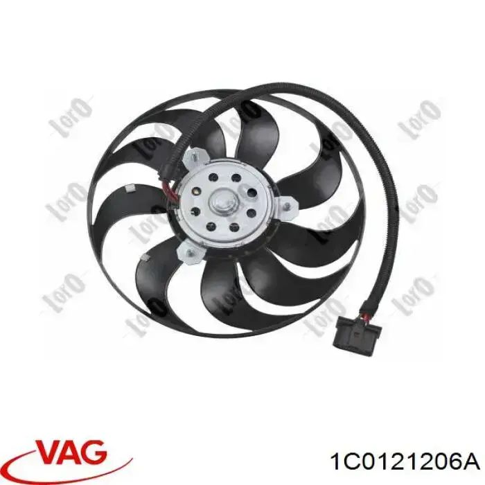 Дифузор радіатора охолодження, в зборі з двигуном і крильчаткою VAG 1C0121206A