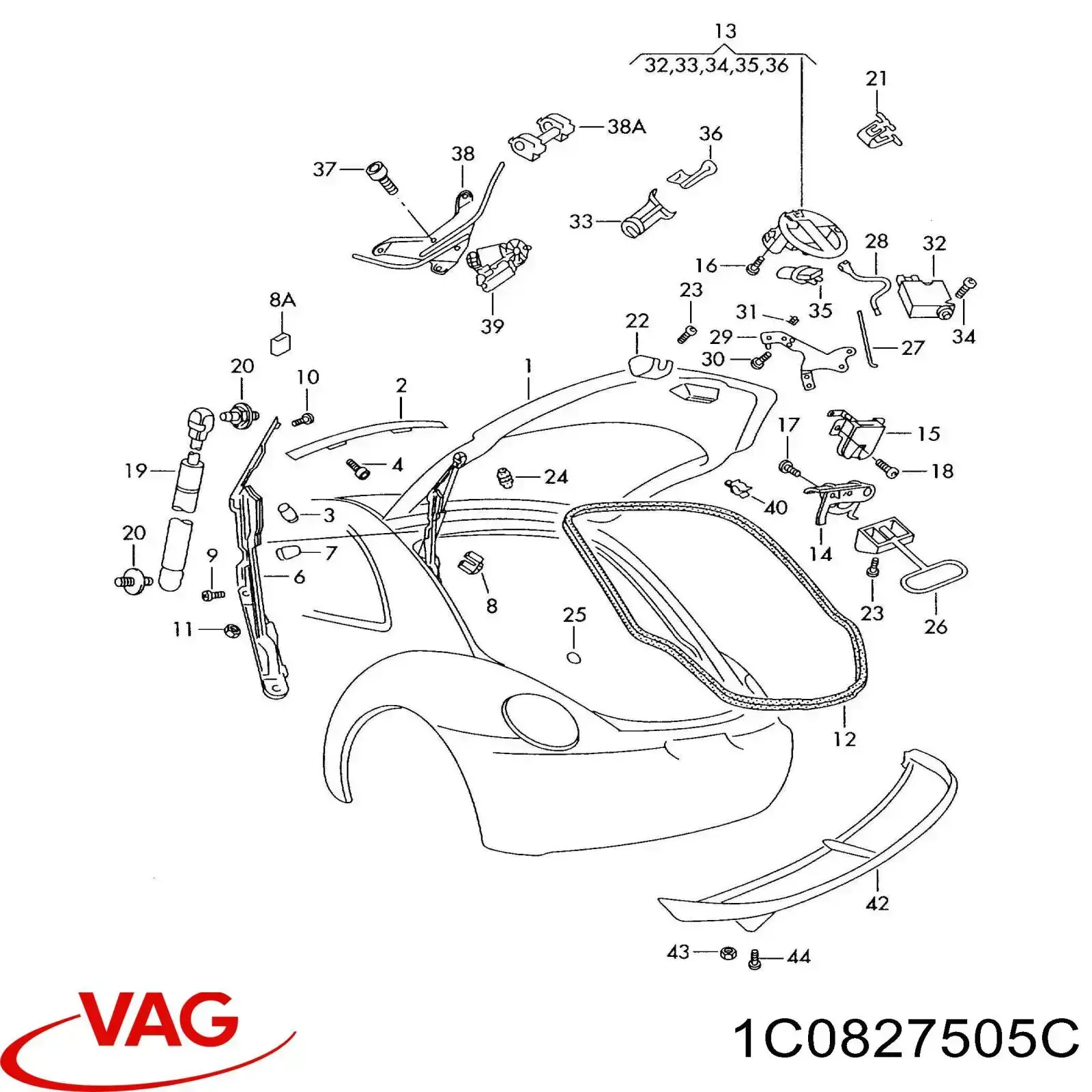Замок дверей багажника VAG 1C0827505C ціна, від 159.96 USD