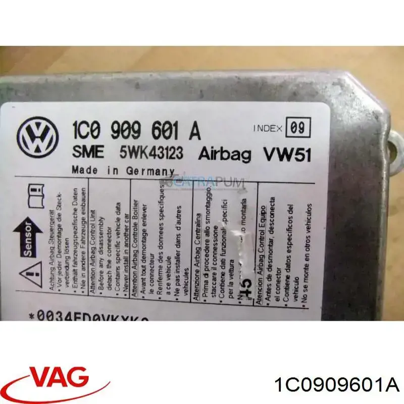 Модуль-процесор керування подушки безпеки VAG 1C0909601A ціна, від 12.67 USD