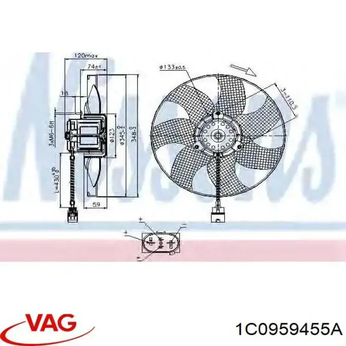 1C0959455A VAG Електродвигун вентилятора системи охолодження