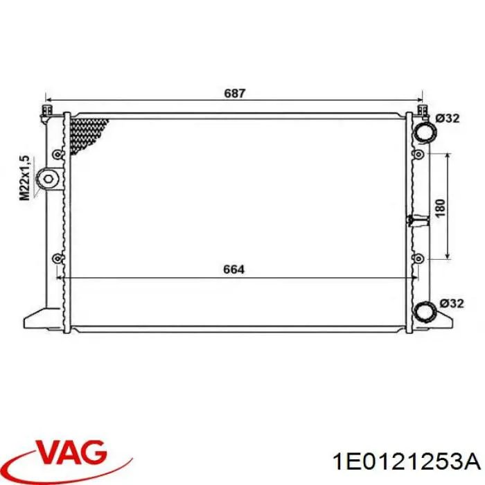 Радіатор охолодження двигуна 1E0121253A VAG