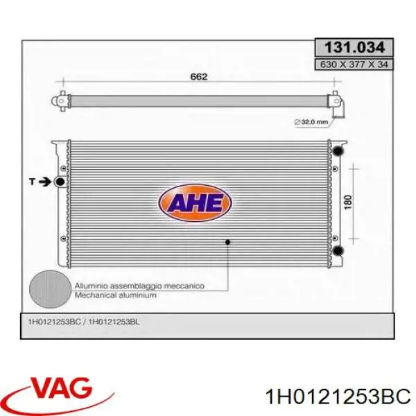 Радіатор основний VAG 1H0121253BC ціна, від 47.06 USD