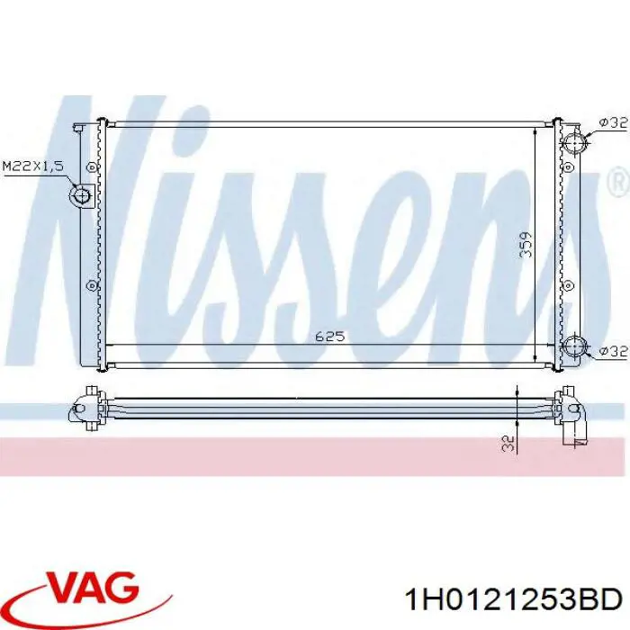 Радіатор основний VAG 1H0121253BD ціна, від 43.11 USD