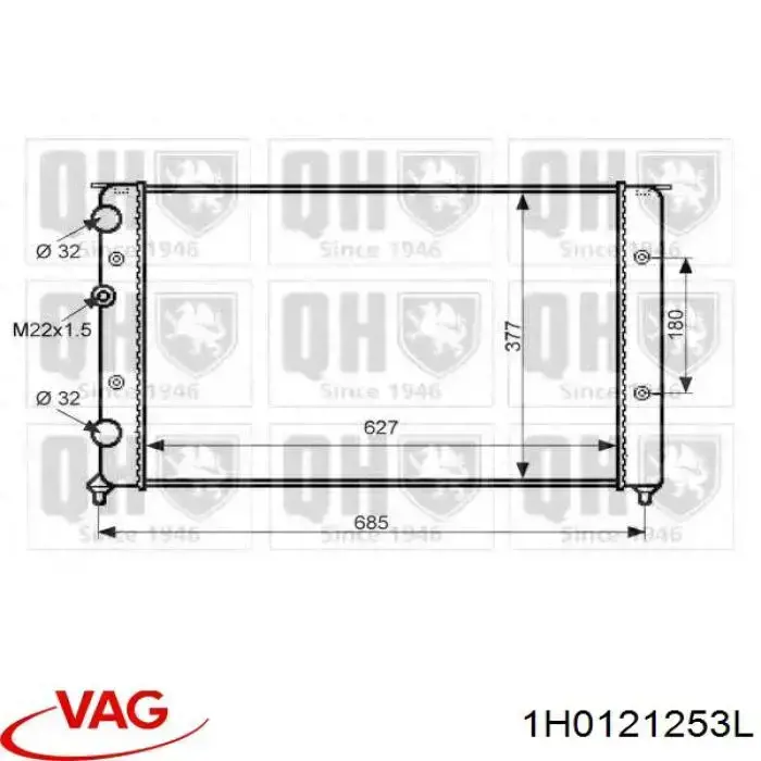 Радіатор основний VAG 1H0121253L ціна, від 45.10 USD