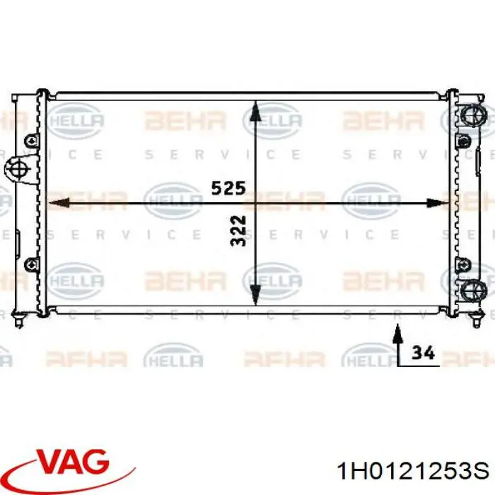Радіатор основний VAG 1H0121253S ціна, від 32.78 USD