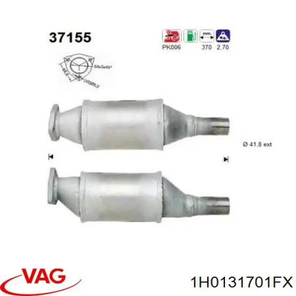 Конвертор-каталізатор (каталітичний нейтралізатор) 1H0131701FX VAG