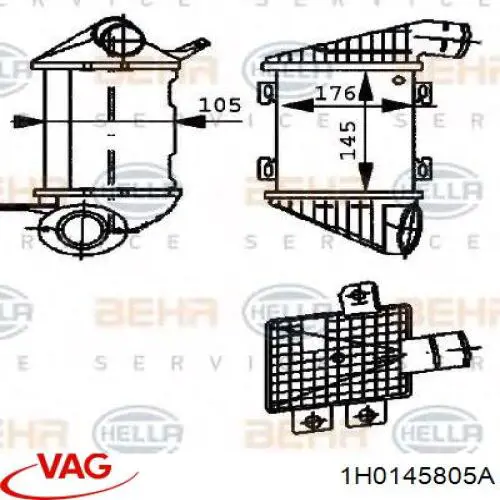 Система охолодження наддувочного повітря VAG 1H0145805A ціна, від 63.33 USD