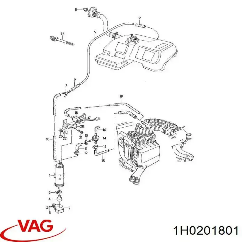 Адсорбер парів палива 1H0201801 VAG