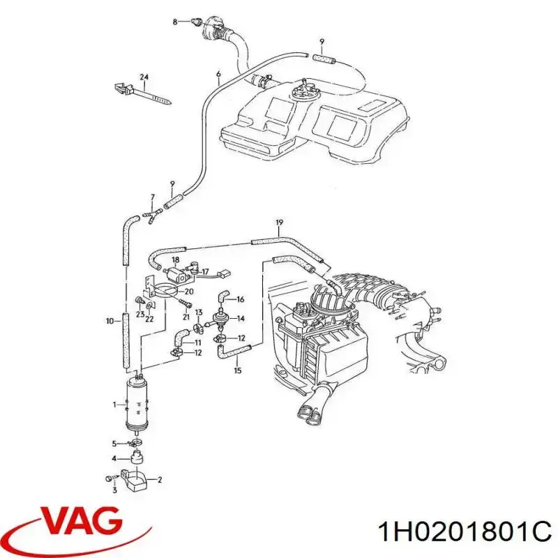 Адсорбер парів палива 1H0201801C VAG