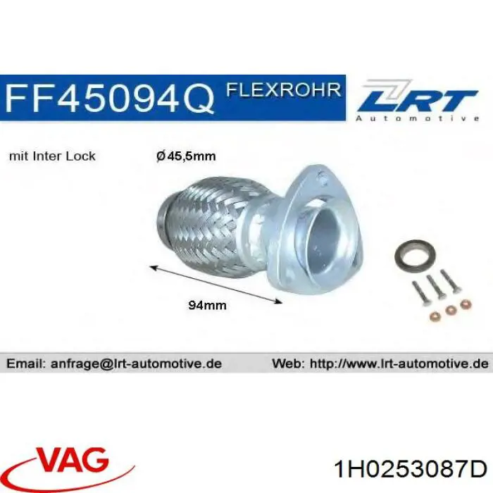 Купити 1H0253087D VAG Труба приймальна (штани) глушника, передня