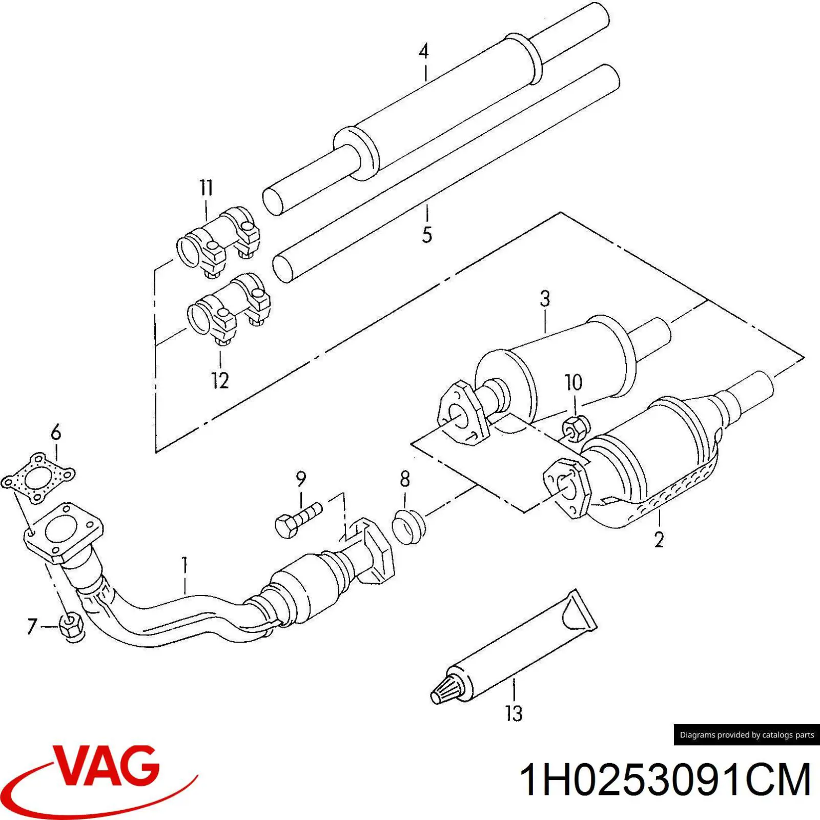 Труба приймальна (штани) глушника, передня VAG 3A0253091F