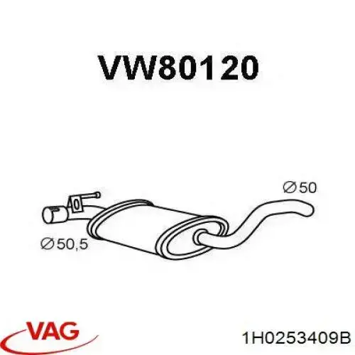 Глушник VAG 1H0253409B ціна, від 40.65 USD