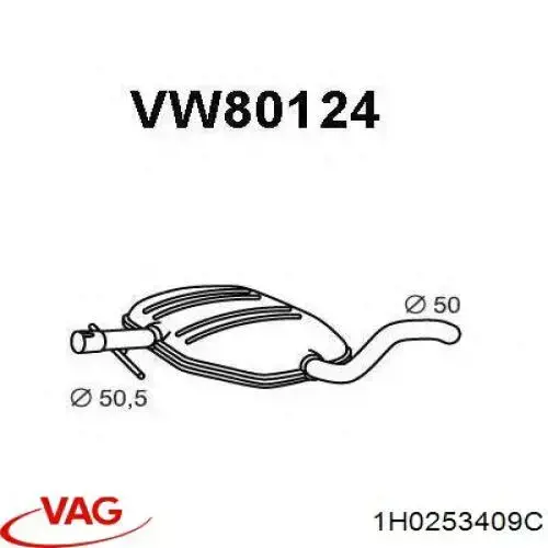 Глушник VAG 1H0253409C ціна, від 64.57 USD