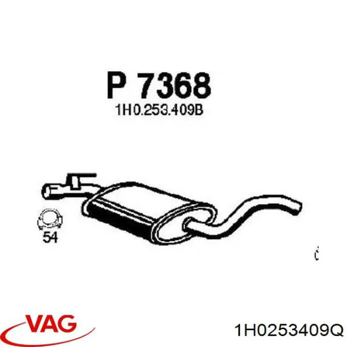 Купити 1H0253409Q VAG Вихлопна труба