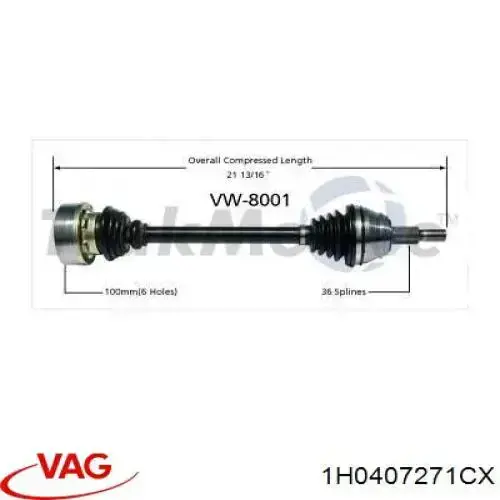 Піввісь передня ліва VAG 1H0407271C