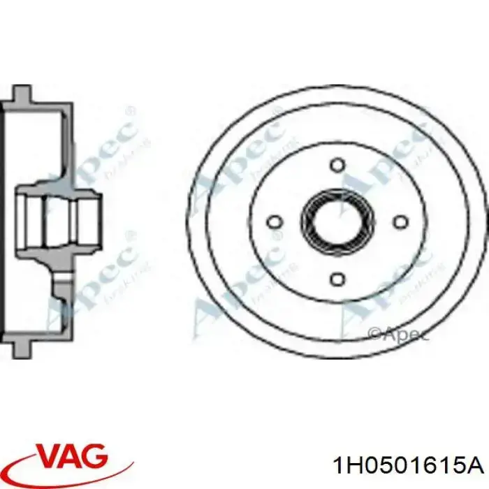 Барабан гальмівний задній VAG 1H0501615A ціна, від 27.49 USD