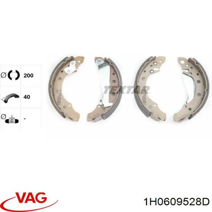 Колодки гальмові задні, барабанні VAG 1H0609528D ціна, від 15.35 USD