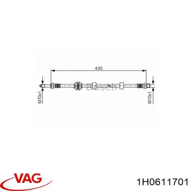 Шланг гальмівний передній VAG 1H0611701 ціна, від 6.23 USD