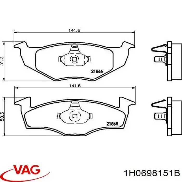 Передні тормозні колодки 1H0698151B VAG