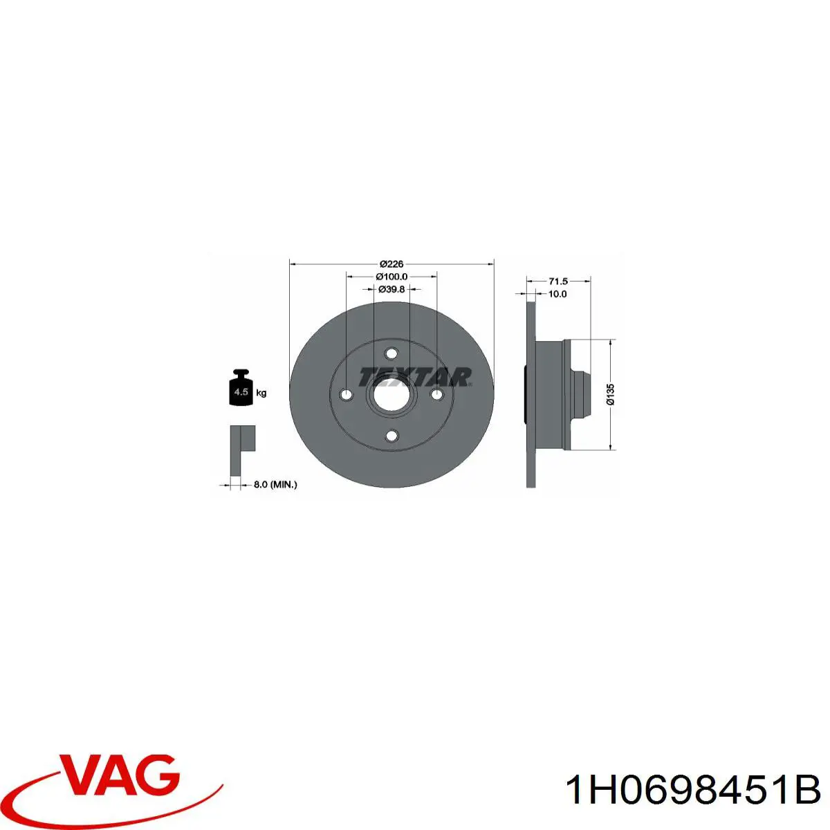 Купити 1H0698451B VAG Задні колодки