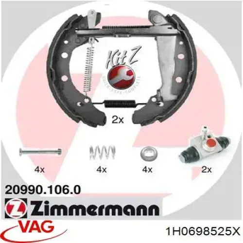 Гальма робочі задні ножні і гальмівні барабани VAG 1H0698525X