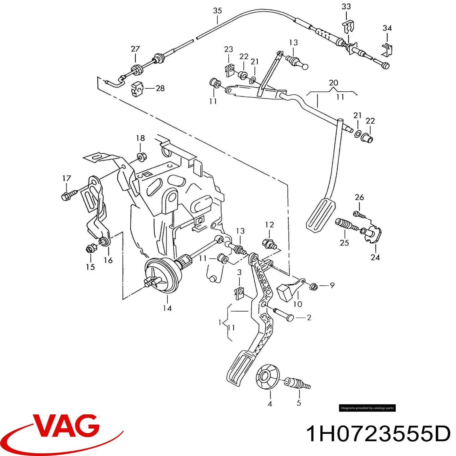 1H0723555D VAG Трос газу (акселератора)