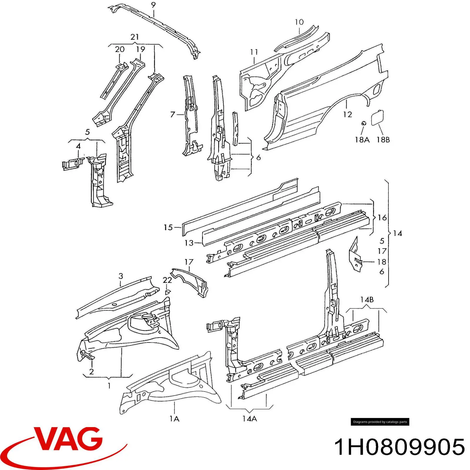 Люк б/бака VAG 1H0809905 ціна, від 7.03 USD