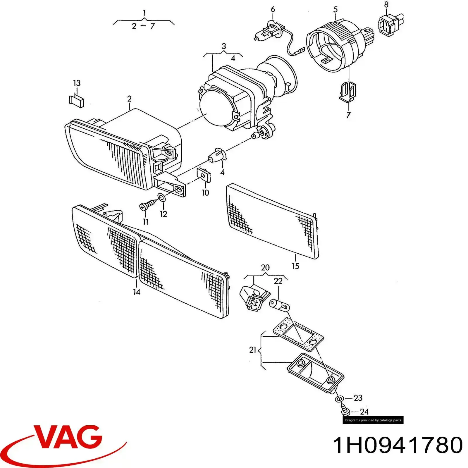 Купити 1H0941780 VAG Заглушка бампера буксирувального гака, передня права