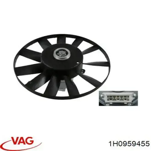 Купити 1H0959455 VAG Електровентилятор охолодження в зборі (двигун + крильчатка)