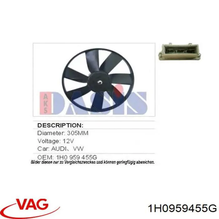 1H0959455G VAG вентилятор/крильчатка радіатора охолодження