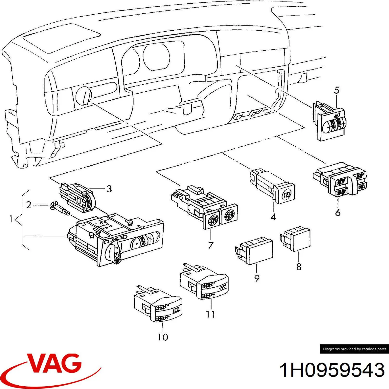  VAG 1H0959543 ціна, від 1.41 USD